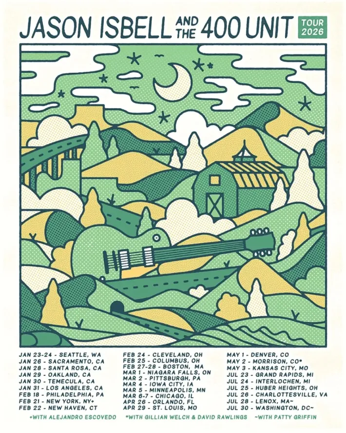 Jason Isbell live tour poster 2026–2027